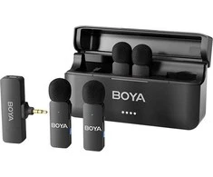 BOYA belaidis mikrofonas BY-V4 2.4GHz su 4 siųstuvais ir 1 imtuvu (3.5mm jungtis) Juodas EU