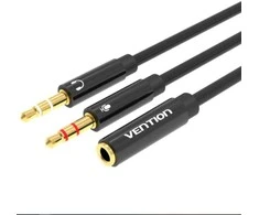 Vention 2x 3.5 mm kištukinis ir 4 polių lizdas 3.5 mm garso kabelis 0.3 m ventiliacijos BBTBY juodas