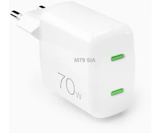 Akyga Įkroviklis Puro GaN 70W 2xUSB-C, baltas
