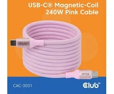Club 3D Club3D Lifestyle USB-C magnetinis kabelis 240W 2m rožinis St/St