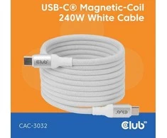 Club 3D Club3D Lifestyle USB-C magnetinis kabelis 240W 2m baltas St/St