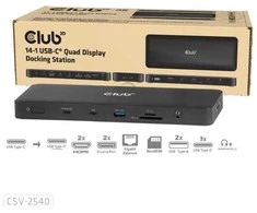 Club 3D „Club3D“ USB-C krovimo stotelė 14v1, 2xHDMI, 2xDP, 3xUSB-C, 1xUSB-C PD, 2xUSB, 1xRJ45, 1x3,5 mm, Micro SD/SD, juoda