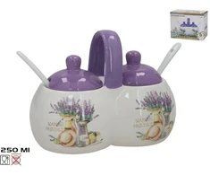 Lumarko Cukura trauks sólniczka su łyżeczką 250 ml rožinė dolomit 9.5x15x12 cm KITCHEN&amp;GO
