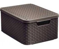 Plastikinė dėžė su dangčiu Style Box Rattan M Curver 18L/39x29x18.7cm tamsiai ruda
