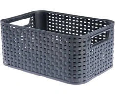 Plastikinis krepšys CURVER RATTAN STYLE, S, tams. pilkos sp., 29 x 20 x h13 cm, 6 l