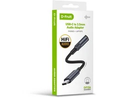 Laidas adapteris D-FRUIT DF126, USB-C - 3,5 mm, juodos sp.