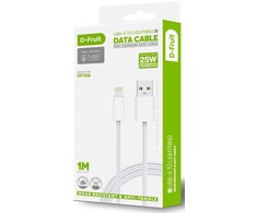 USB kabelis D-FRUIT DF106, USB-A - Lightning 1 m, baltos sp.