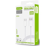 D Fruit USB kabelis DF105, USB-A - USB-C 1 m, baltos sp.
