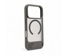 Aizmugurējais vāciņš Evelatus Apple iPhone 18 Pro Rubber Coated MagSafe With Stand Case Smoke Pilkas