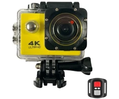 iWear K1 Ultra HD 4K 16Mpix Wi-Fi Sporta Kamera ar 2'' LCD Tālvadību &amp; 8x Fiksācijas Komplekts Dzeltena