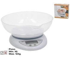 Skaitmeninės virtuvinės svarstyklės 5kg, baltos, 20 x 18 x 9 cm, KITCHEN&amp;GO