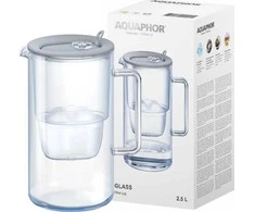 Filtravimo ąsotis Aquaphor Glass 2,5l Pilka + 1 wkład Maxfor Plus Mg