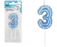 Gimtadienio žvakutė Blue Star 3, 6.5 x 1 x 16, 72037, RAVI Decor