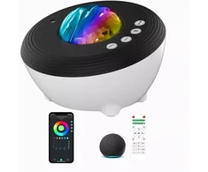 Elight J1 Aurora zvaigžņu projektors ar skaņām &amp; Bluetooth skaļruni Smart Wi-Fi Aplikācijas / pukts vadību Balta