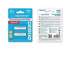ESPERANZA AKUMULATORKI NI-MH AAA 1000MAH 2SZT. balta