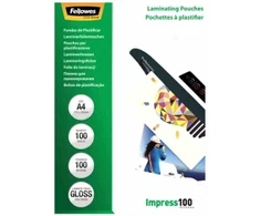 Fellowes Laminating Pouch A4 Clear Thickness: 100 micron Qty Per Pack: 100 pcs; Ideal for notices craft materials signage and fre