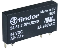 Finder Siauro profilio relė 5 mm, skirta spausdintinėms grandinėms ir lizdams SSR OC 2A/240VAC 24VDC sandari versija RTIII (34.81.7.024.8240)