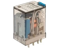 Finder Miniatiūrinė relė 4P 7A 24V DC bandymo mygtukas, skirtas aktyvavimo indikatoriui (55.34.9.024.0040)