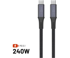 Fixed Fiksuotas pintas kabelis USB-C/USB-C, 2 m, USB4 gen2 20 Gbps, 4K 60 Hz, 240 W | FIXDBP-CC2-GR