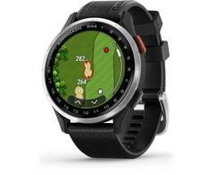 Garmin Approach® S44 Sidabrinis Aliuminio Bezel with Juodas Silicone Band