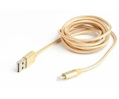 GEMBIRD CCB-mUSB2B-AMLM-6-G USB–8 kontaktų kabelis, medvilninis pintas metalinis jungiklis, 1,8 m, auksinis