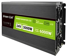 Green Cell Jaudas invertors PRO 24V/230V 3000W(60000W) LCD Pure Sine Wave INVGC24P3000LCD (5904326374577)