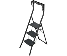 Hailo Pakāpienu soliņš salokāms K77 ComfortLine / alumīnija / 3 pakāpieni drošības rokturis / juodas