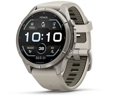 Išmanusis laikrodis Garmin fēnix® 9 Pro – 43mm Titanas su rūko pilkos / tamsios smiltainio spalvos silikoniniu dirželiu 010-04335-86