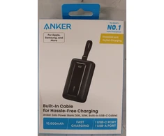 Išparduodama. Anker Power bank with Built-in USB C Cable 10000 mAh Juodas PAŽEISTA PAKUOTĖ