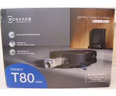 Išparduodama. Ecovacs DEEBOT T80 OMNI Vacuum cleaner Robot Wet&amp;Dry 18000Pa TruEdge 2.0 ZeroTangle 3.0 Carpet Care Juodas + Auto-empty stat