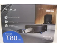 Išparduodama. Ecovacs DEEBOT T80 OMNI Vacuum cleaner Robot Wet&amp;Dry 18000Pa TruEdge 2.0 ZeroTangle 3.0 Carpet Care Juodas + Auto-empty stat