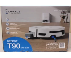 Išparduodama. Ecovacs DEEBOT T90 Max OMNI Vacuum Cleaner Robot Wet&amp;Dry 30000Pa TruEdge 3.0 ZeroTangle 4.0 OZMO Roller 3.0 Baltas+OMNI Auto-Empty