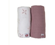 ExtraLink New! Lodger Swadler Solid Matcha cotton diaper Powder/Rose 110x110 cm 2pcs. SW 1123