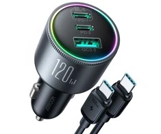 Joyroom Automobilinis įkroviklis Mini, C+C+U, 145W su C tipo į C tipo laidu, 100W, Juodas (JR-CCN07)