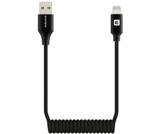 Kabelis USB Evelatus AutoSpring Coiled Cable USB A to Lightning 1.2M cable Juodas (TKCB-746AL1WH)