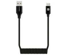 Kabelis USB Evelatus AutoSpring Coiled Cable USB A to USB C connector 1.2M Juodas (TKCB-746ATC1BK)
