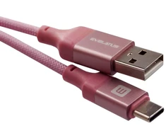USB kabelis Evelatus Cable USB A to C 2M Aliuminio korpusas pintas Rožinė Rožinė (TKCB-746AC1PK)
