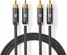 Kabelis Nedis RCA (Cinch) x2 - RCA (Cinch) x2 2m pilka (CATB24200GY20)
