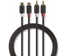 Nedis Stereo Audio kabelis 2x RCA (M) - 2x RCA (F) 2.00 m juoda