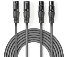 „Nedis“ subalansuotas garso kabelis 2x XLR 3 kontaktų (M) - 2x XLR 3 kontaktų (F) 5,00 m tamsiai mėlynas