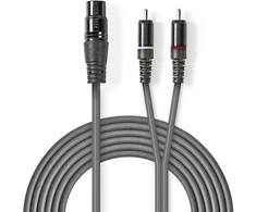 Kabelis Nedis XLR - RCA (Cinch) x2 1.5m pilka (COTH15220GY15)