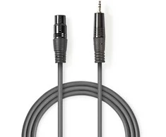 „Nedis“ subalansuotas garso kabelis XLR 3 kontaktų (F) - 3,5 mm lizdas (M), 1,50 m, tamsus pjūklo dantų raštas