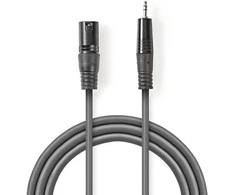 „Nedis“ subalansuotas garso kabelis XLR 3 kontaktų (F) - 3,5 mm lizdas (M) 3,00 m, tamsus pjūklo dantų raštas