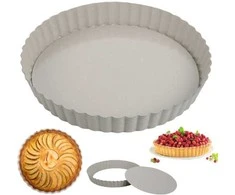 King Hoff Pyragų forma su nuimamu dugnu, 25 cm skersmens, anglinio plieno, marmurinė nelimpanti danga, smėlio spalvos, „Kinghoff“, kh-1969