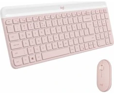 Logitech Plona belaidė klaviatūra ir pelė MK470 Slim Wireless Combo, Rožinės spalvos, "US International" (Qwerty)