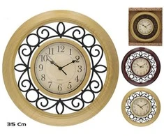 Medžio efekto sieninis laikrodis 35 cm, 2 rūšių, 35 x 35 x 5 cm, DECORLIFE
