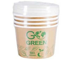 Gogreen Compostable food containers with lids Go Žalias 470ml 5pcs/0,099kg