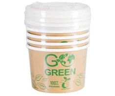 Gogreen kompostuojami maisto indeliai su dangteliais Go Žalias 230ml 5vnt/0,06kg