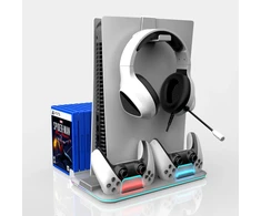 Kontrolieris iLike DZ504 Slim Multi Dock Station for Play Station 5 PS5 Controllers with Cooling fas &amp; RGB Juodas ILK-DZ504 ()