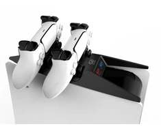 Saitake STK-DZ503 Dubultā uzlādes stacija Doks Sony PlayStation 5 PS5 kontrolieriem konsoles formā Melna
